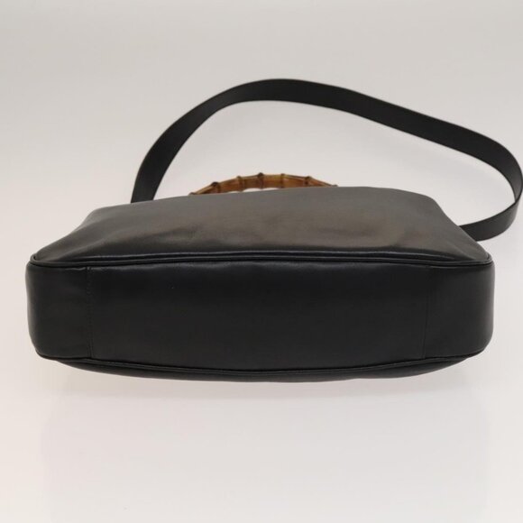 GUCCI Bamboo Hand Bag Leather 2way Black Gold Auth ep9886 - Picture 6 of 16